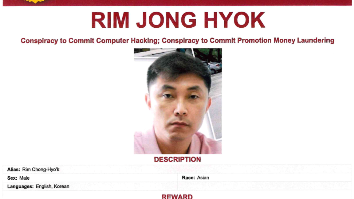 U.S. Indicts North Korean Hacker Rim Jong Hyok for Cyberattacks on Military and Healthcare Targets