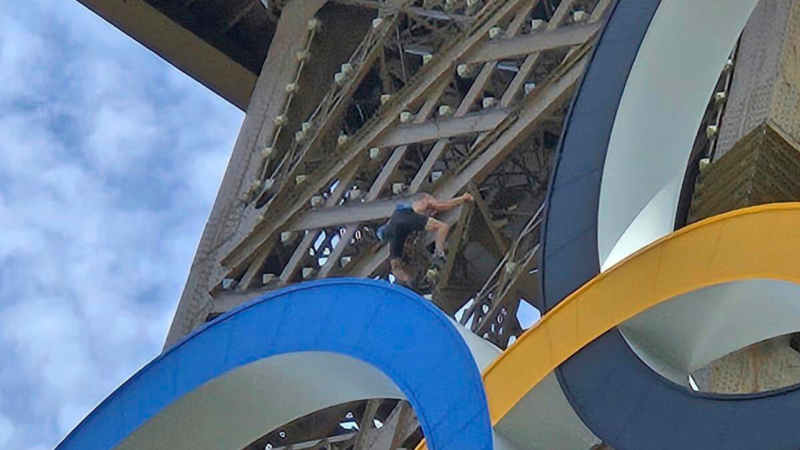 Shirtless Climber Scales Eiffel Tower, Disrupting Paris Olympics Closing Preparations